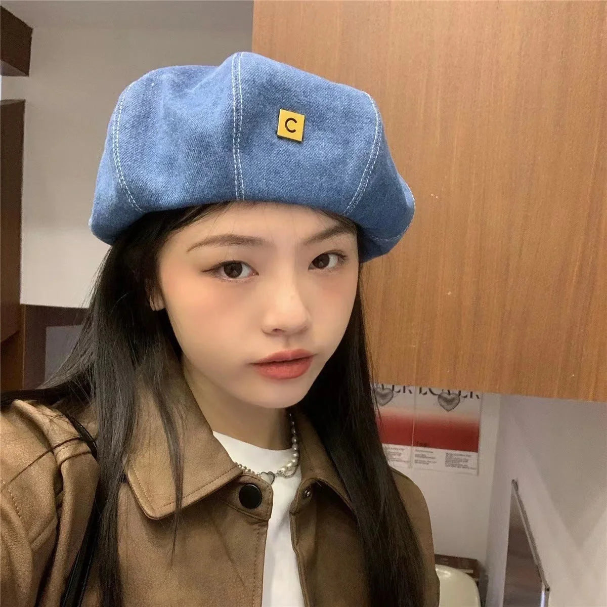 Japanese Cowboy Beret in light, medium, and dark denim with dome crown