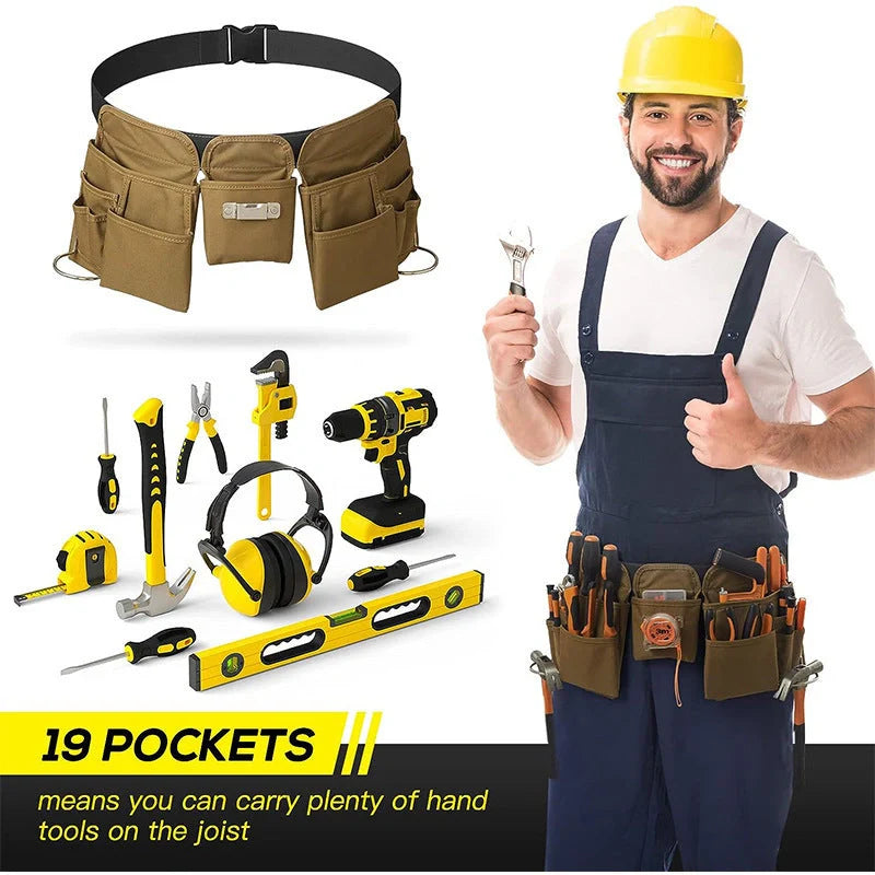 Adjustable Tool Belt in 900D Oxford Cloth with multiple pockets for tool organization