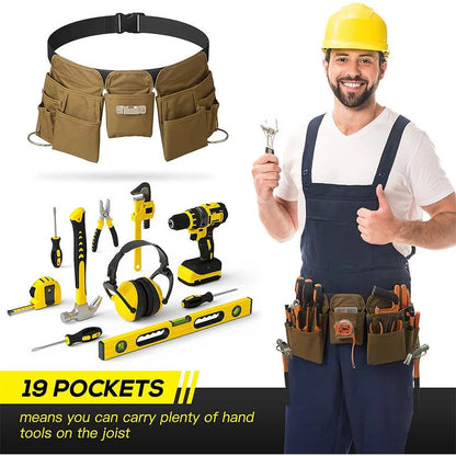 Adjustable Tool Belt in 900D Oxford Cloth with multiple pockets for tool organization