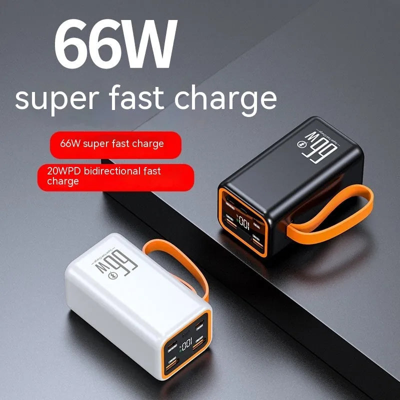 Black and white PD66W 20000 mAh fast charge portable power bank.
