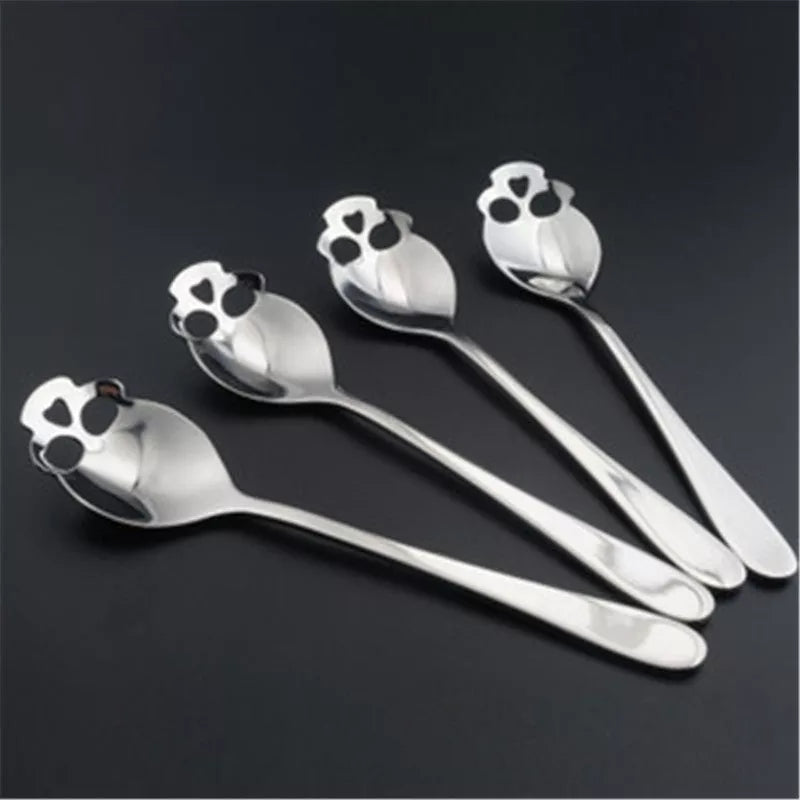 Stainless steel skull coffee spoon for adults, unique design, durable