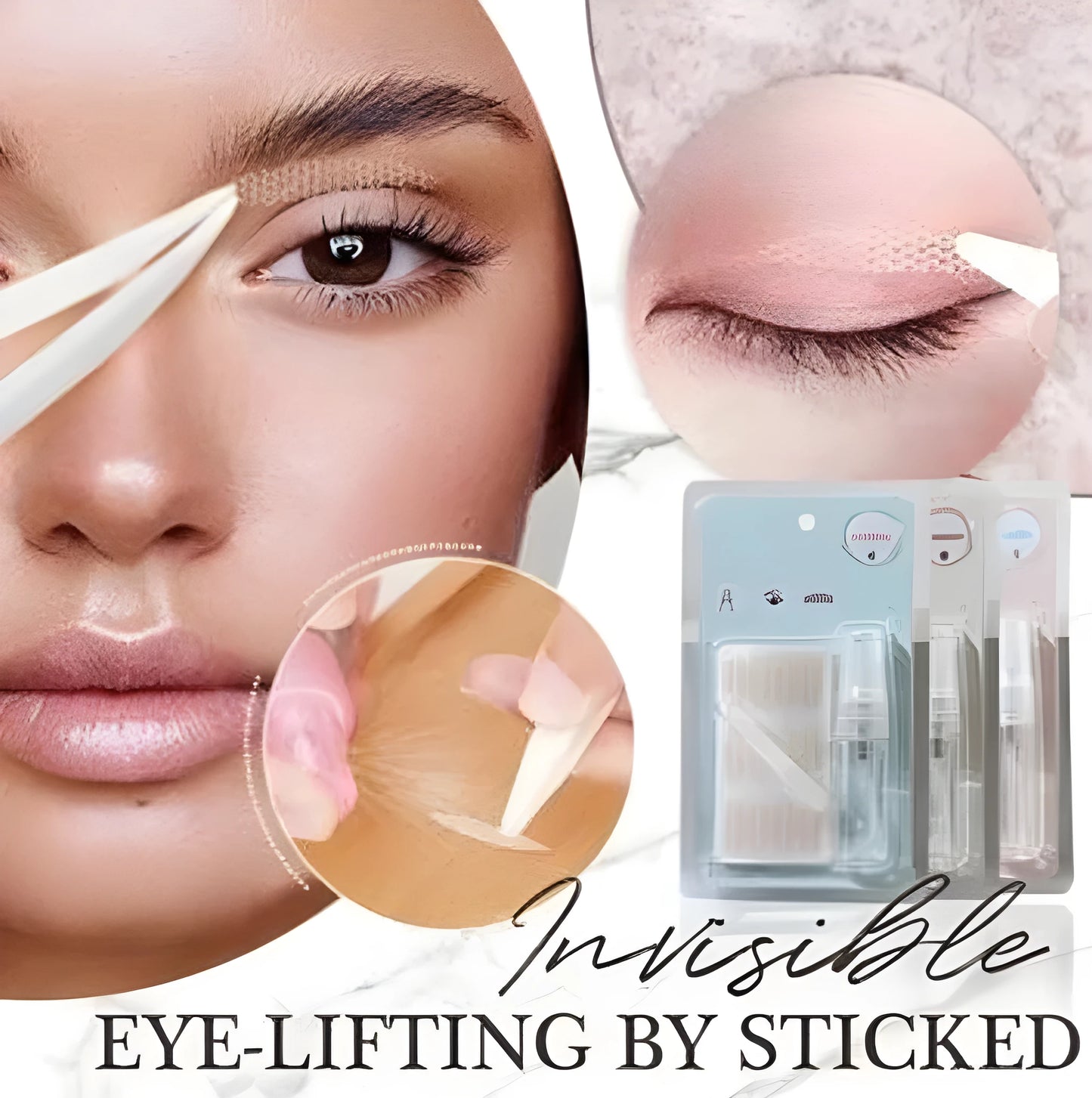 No glue eyelid sticker product in three sizes L, M, S made from non-woven fabric