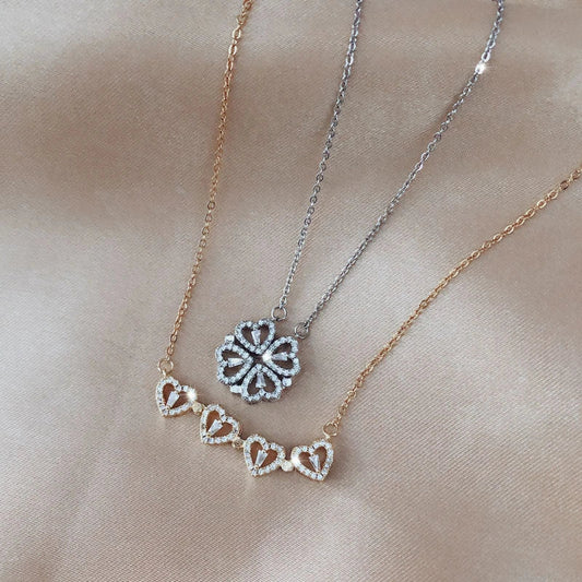 Elegant four-leaf clover necklace with magnetic and detachable design for versatile styling