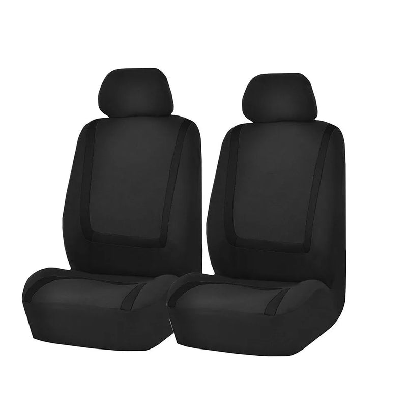 Universal fully enclosed car seat cover four seasons cushion fabric set protects car seats from wear with headrest, front seat, and rear seat coverage in multiple colour combinations.