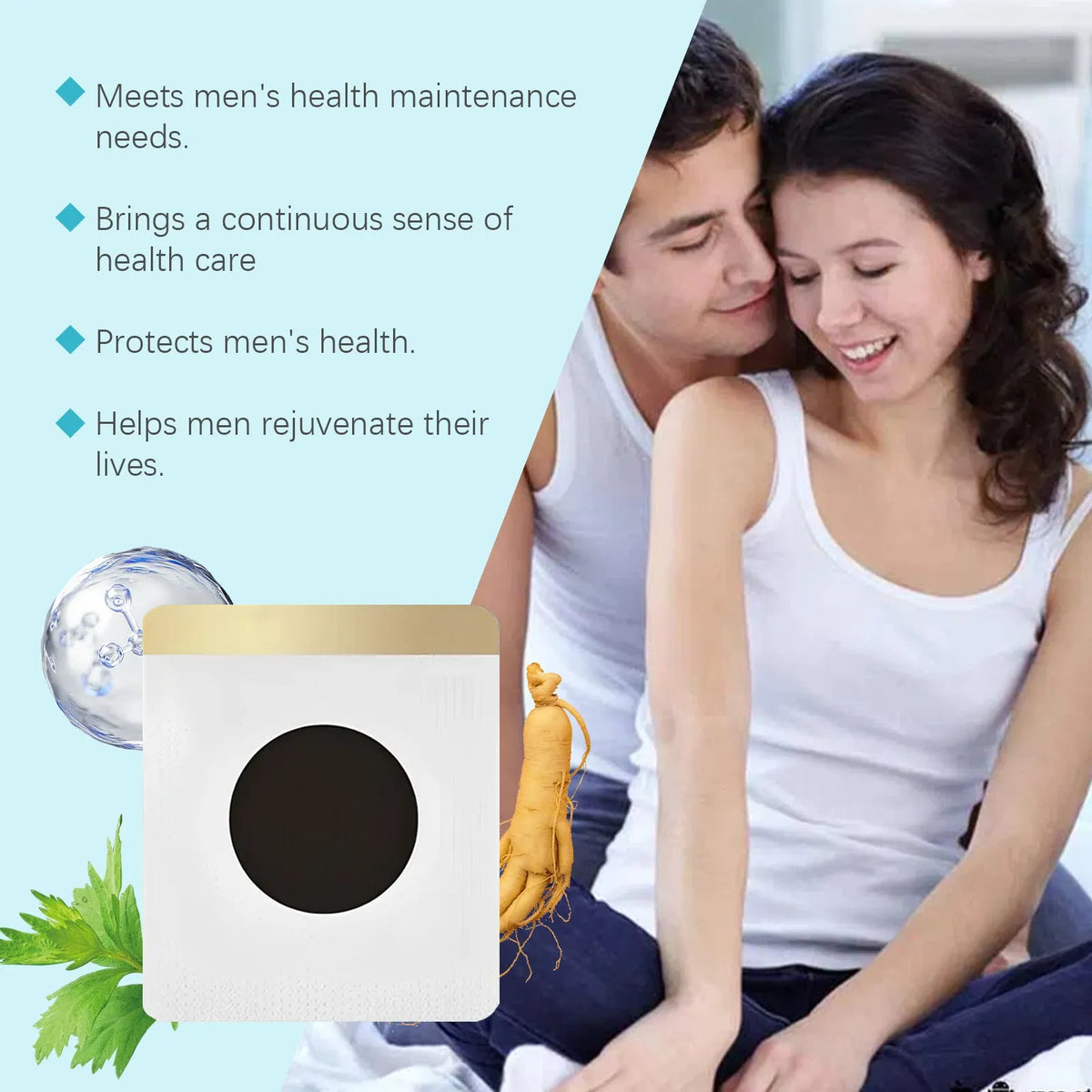 Pack of 10 herbal navel stickers with moxa leaf and Asian ginseng for external nursing care.