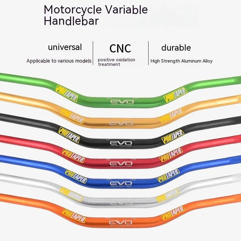 Aluminium alloy scrambling motorcycle handlebar, 28mm diameter, 80cm wide, 10cm rise, in EVO orange finish.