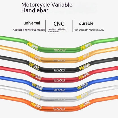 Aluminium alloy scrambling motorcycle handlebar, 28mm diameter, 80cm wide, 10cm rise, in EVO orange finish.