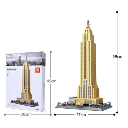 Wange building block set with 800+ ABS plastic pieces for constructing architectural landmark models