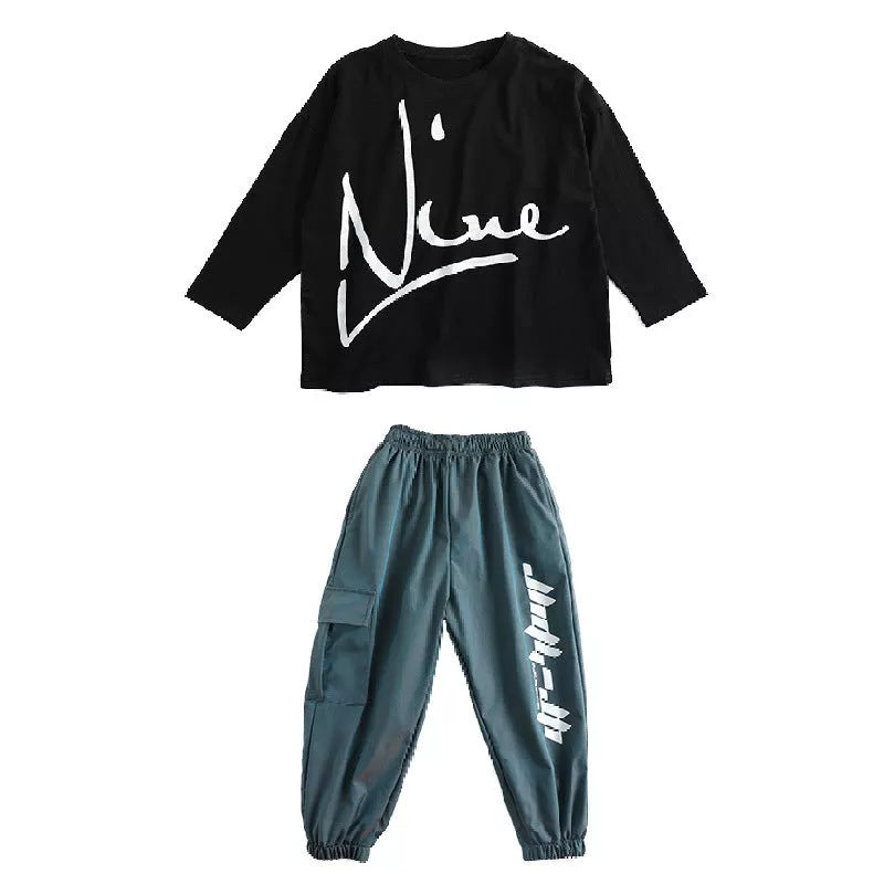 Children's hip-hop performance wear in 100% cotton, available in multiple colors and sizes