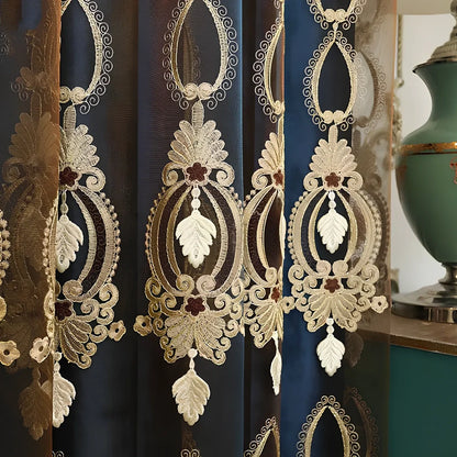 Italian flannel embossed embroidered window screen with plant patterns and full shading capability
