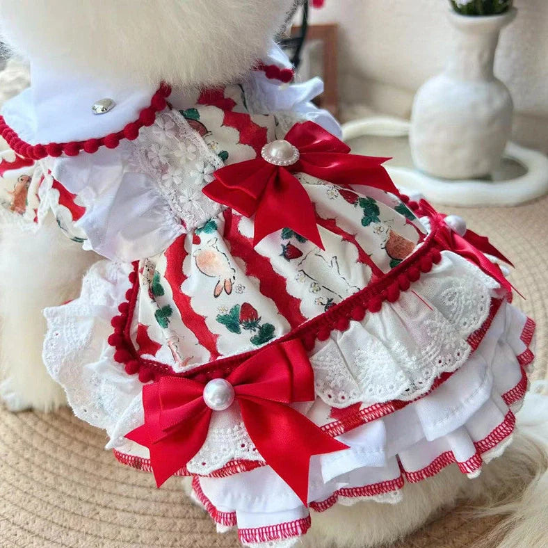 Rabbit skirt design dog clothing in princess style with chest measurements 30-50 cm for dogs 0.50-6.50 kg