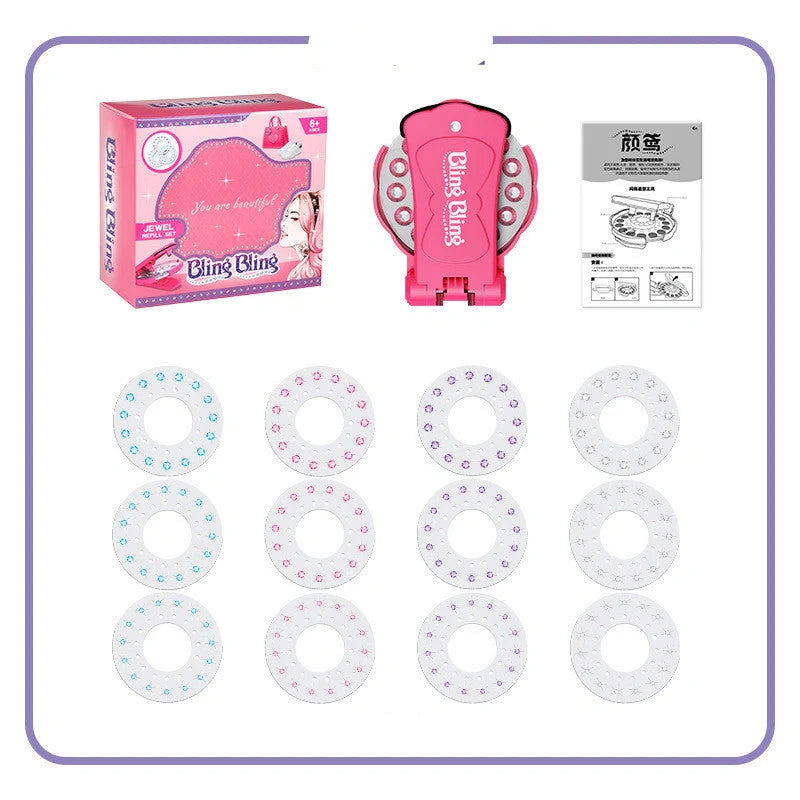 Bling Drilling Rig Toy Set with styling tool and 150 gems for creative play