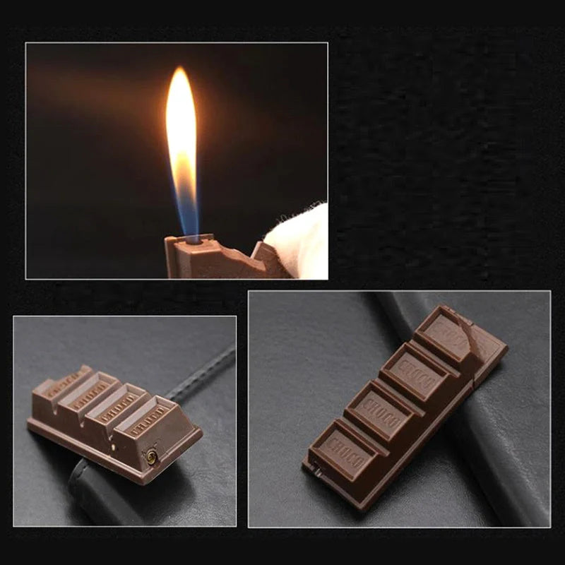 Chocolate-shaped torch lighter with butane refill for cigarettes and cigars