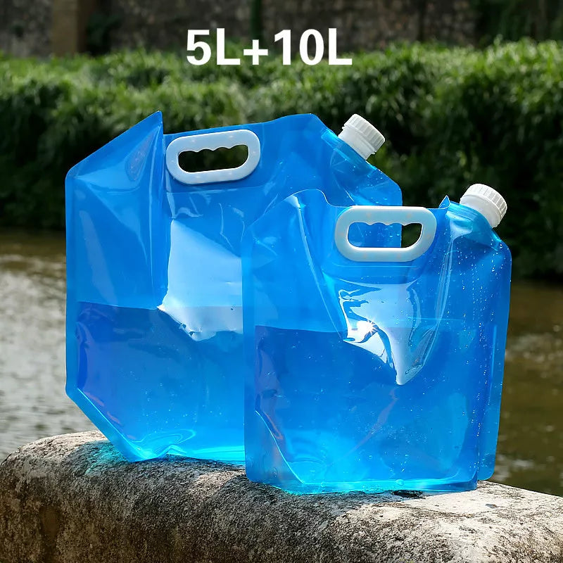 PVC Outdoor Camping Hiking Foldable Portable Water Bags Container in blue, non-toxic and food-grade