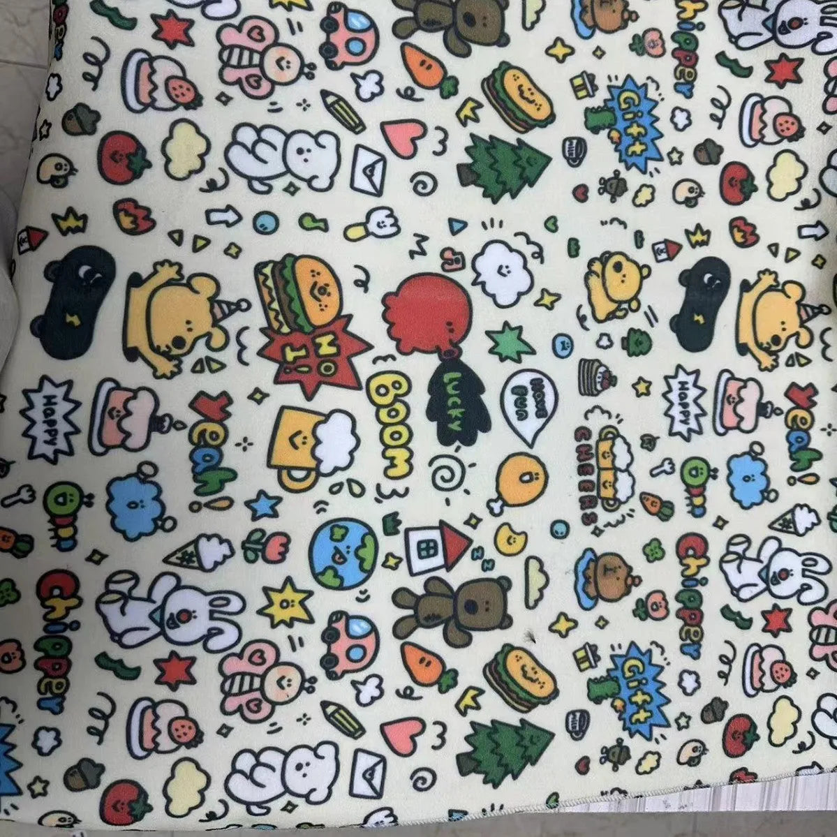 Colourful cartoon animal print cosmetic bag with zip closure in nylon material