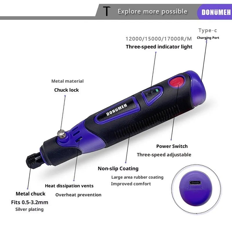 Mini electric drill engraving machine with PP tool box and 82 accessories for engraving polishing cutting grinding
