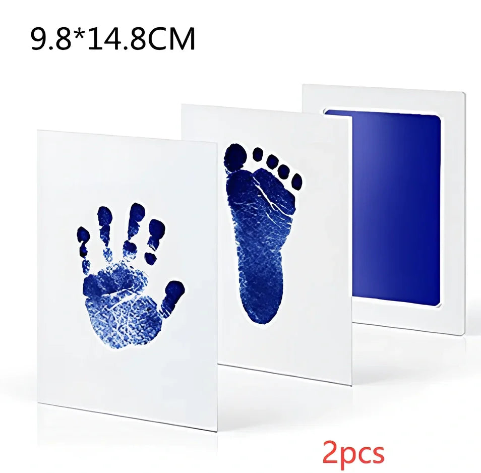 Disposable ink baby hand and foot print kit with six colour options and two size formats
