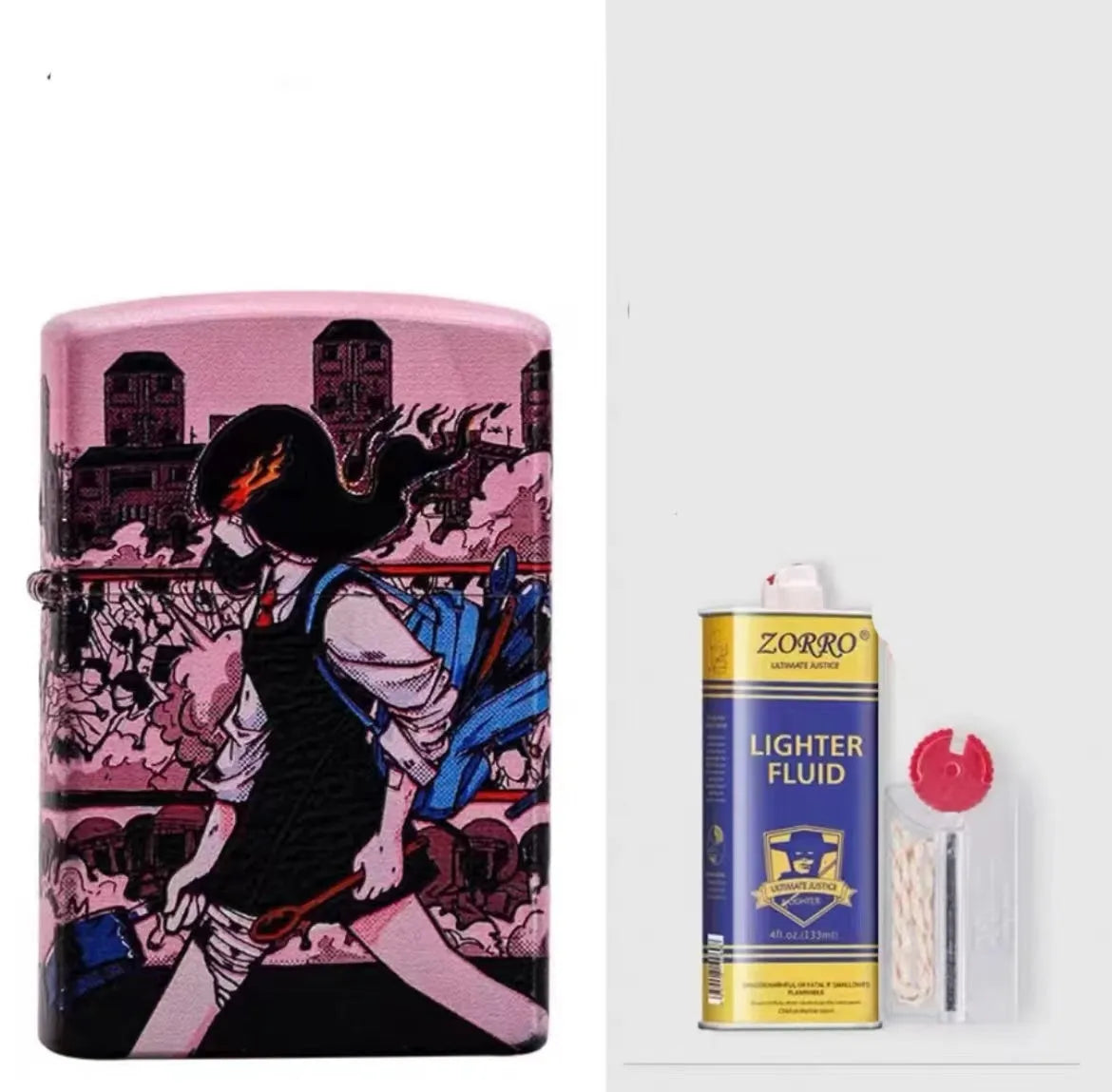 Windproof kerosene lighter with grinding wheel, steel liner, and pure copper case.