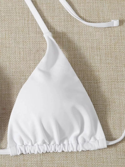 Women's three-piece mesh bikini swimsuit in vibrant colors, featuring a top, shorts, and skirt for versatile beachwear.