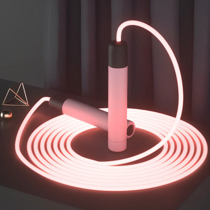 LED illuminated skipping rope with adjustable 2.8m length and tangle-free PVC construction