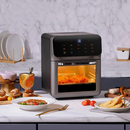 Black 6L visual intelligent air fryer with EU plug, 1350W power for family cooking