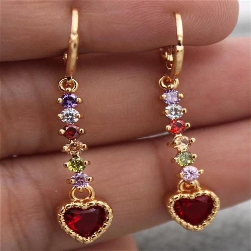 Women's Heart-Shaped Alloy Earrings with Electroplated Gold or Silver Finish: A Classic Drop Design for Everyday Wear and Gifting