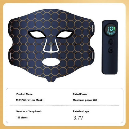 Black LED photon light therapy facial mask for at-home skin treatment on wrinkles and acne.