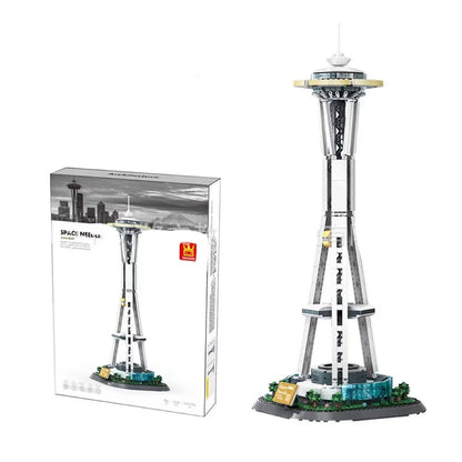 Wange building block set with 800+ ABS plastic pieces for constructing architectural landmark models