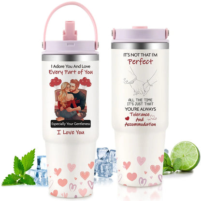 Premium 30oz stainless steel insulated cup in various colors, keeping drinks hot or cold for hours.