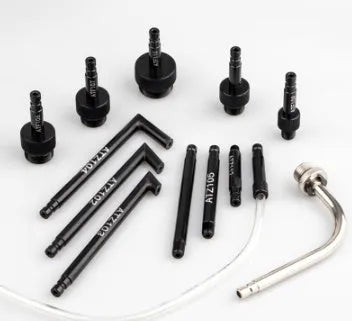 Automatic transmission oil refuelling machine with 13-piece kit, showing transmission injector tool and connectors