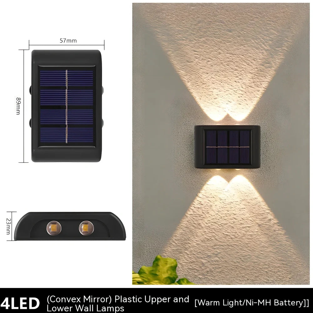Flower-shaped solar wall lamp with 4 LED bulbs for outdoor garden lighting