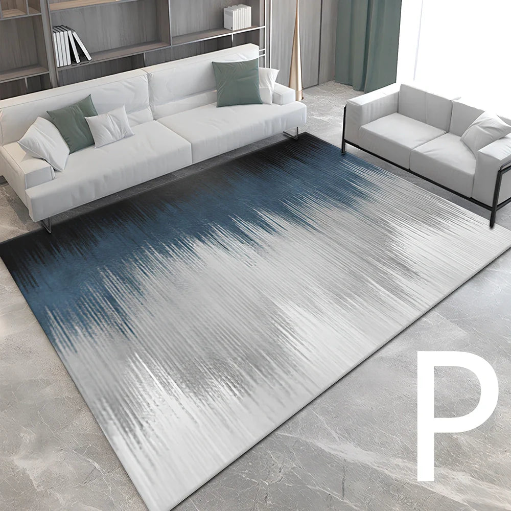 3D printed polyester carpet in bedroom setting showing visual depth design and flat surface texture