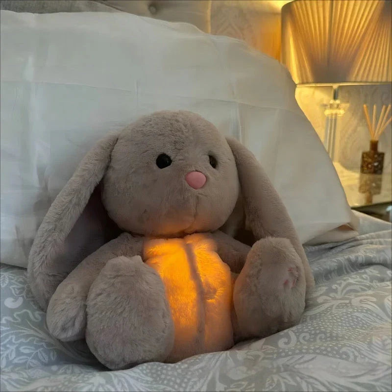 Soothing Breathing Bunny Plush Toy with Calming Lights, Sounds, and Rhythmic Motion to Comfort and Relax Newborns