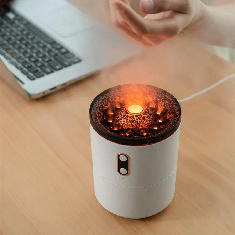 Ultrasonic Essential Oil Diffuser with mesmerizing flame-like lighting and jellyfish smoke ring effects, transforming your home ambiance