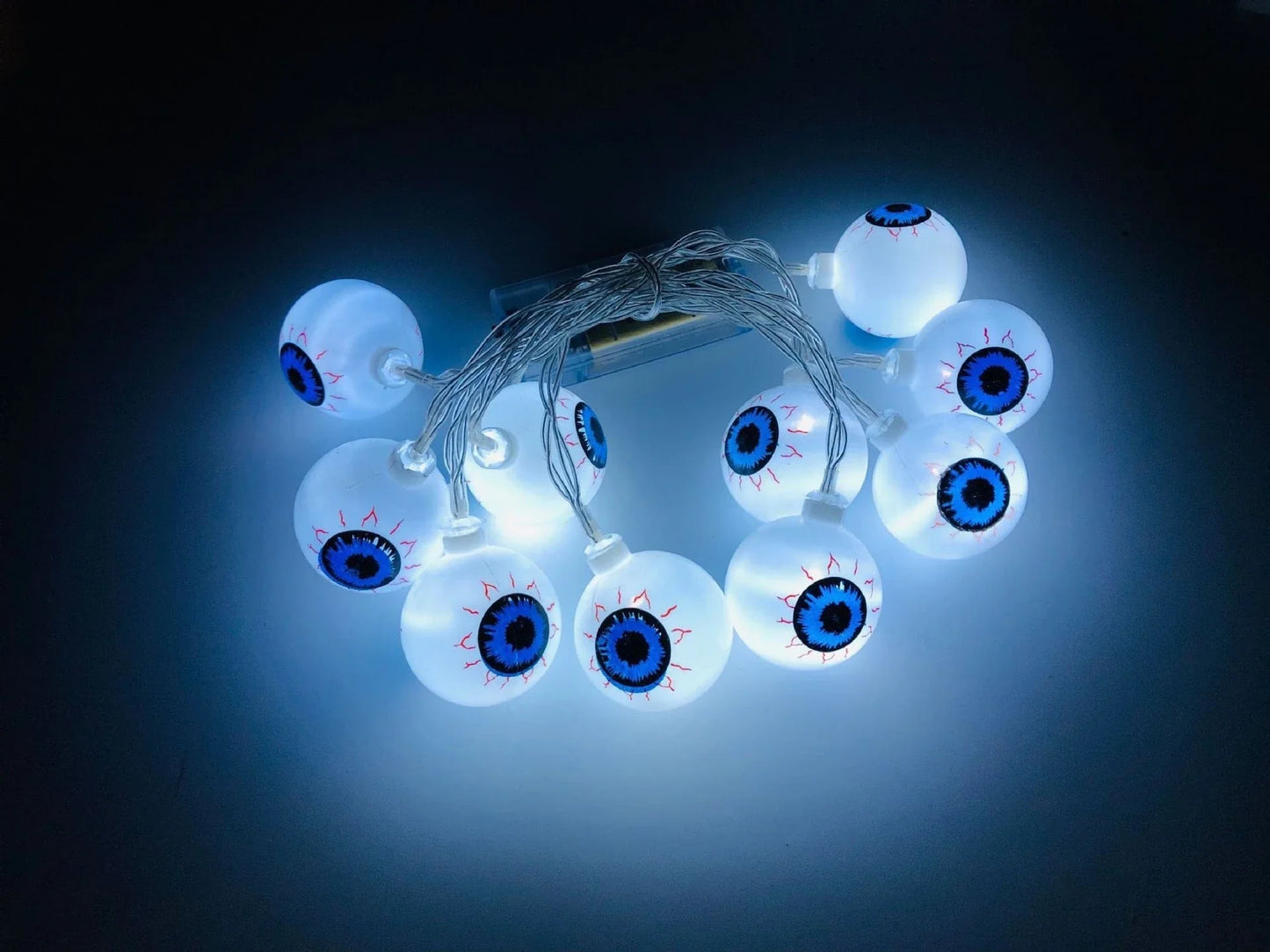 Spooky Halloween LED Ghost Eye String Lights - 10 Pcs, Flexible Design, Warm Colorful Glow, Versatile Decor