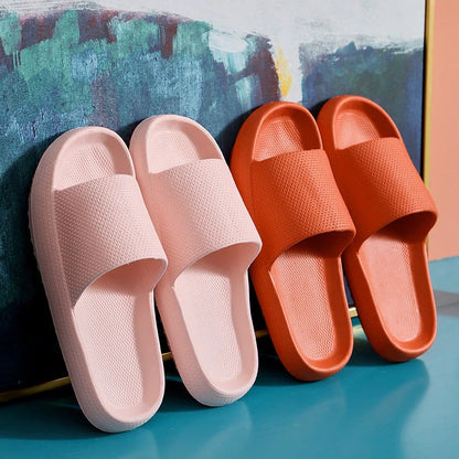 Unisex EVA slippers in various colors, including white, yellow, green, blue, black, khaki, grey, pink, and orange