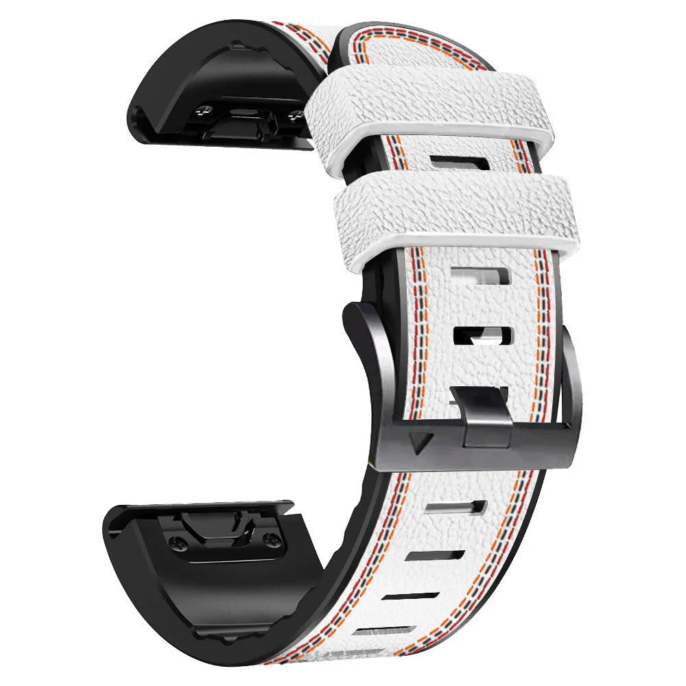 Garmin Fenix smartwatch with quick release silicone leather band in black
