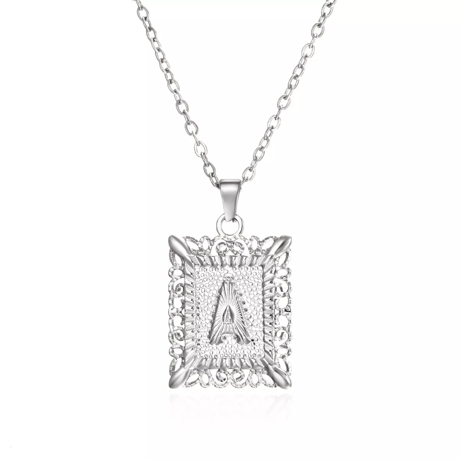 Personalized initial letter necklace in gold or steel, featuring any letter from A to Z