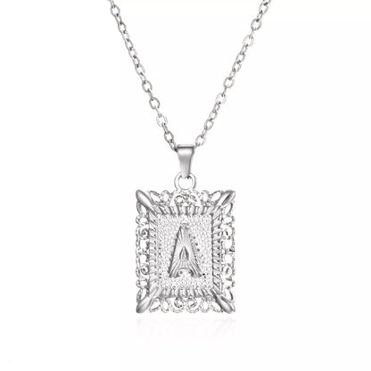 Personalized initial letter necklace in gold or steel, featuring any letter from A to Z
