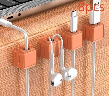 Black or Orange ABS wall-mounted data cable storage holder, 22mm x 22mm, for office car home kitchen.
