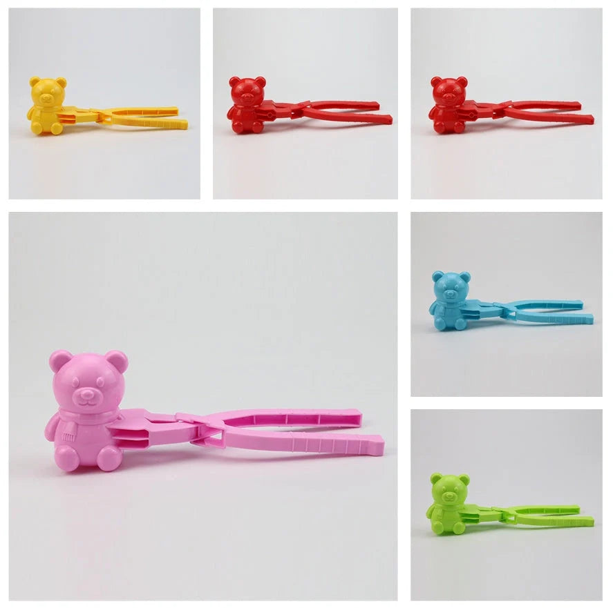 Heart-shaped red snowball maker for kids, durable plastic winter toy