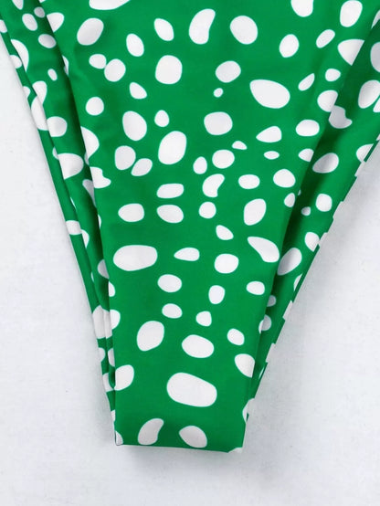 Women's green and purple split swimsuit bikini made from durable polyester