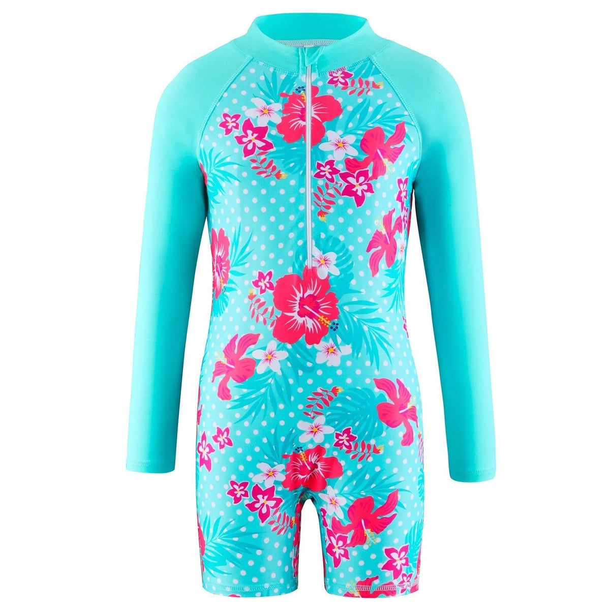 Girls' one-piece polyester swimsuit for swimming and wading, sizes 100cm to 150cm, eight colours