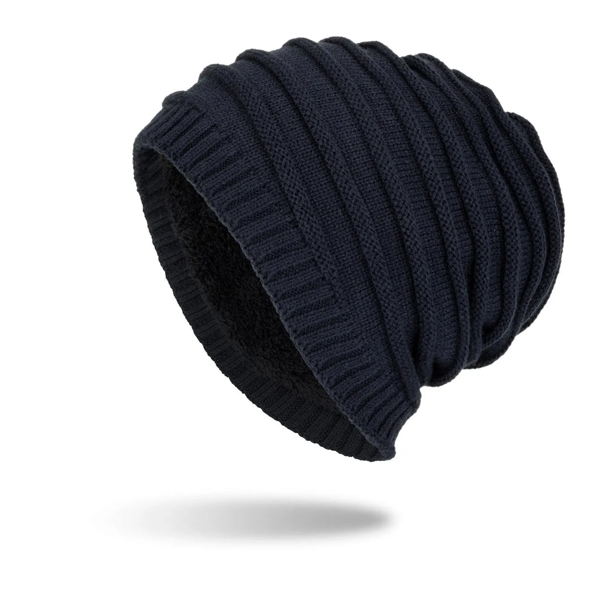 Men's wool knit hat with ear guards and geometric pattern in black, wine red, navy blue, dark grey or hemp grey.