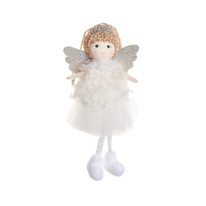 Cloth Christmas angel hair pendant attached to girl's high ponytail in white, pink, or khaki colour options