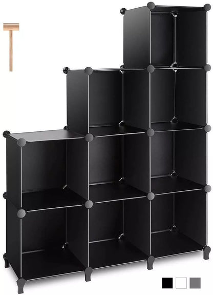 Modular plastic storage rack with customizable grid options for efficient organization