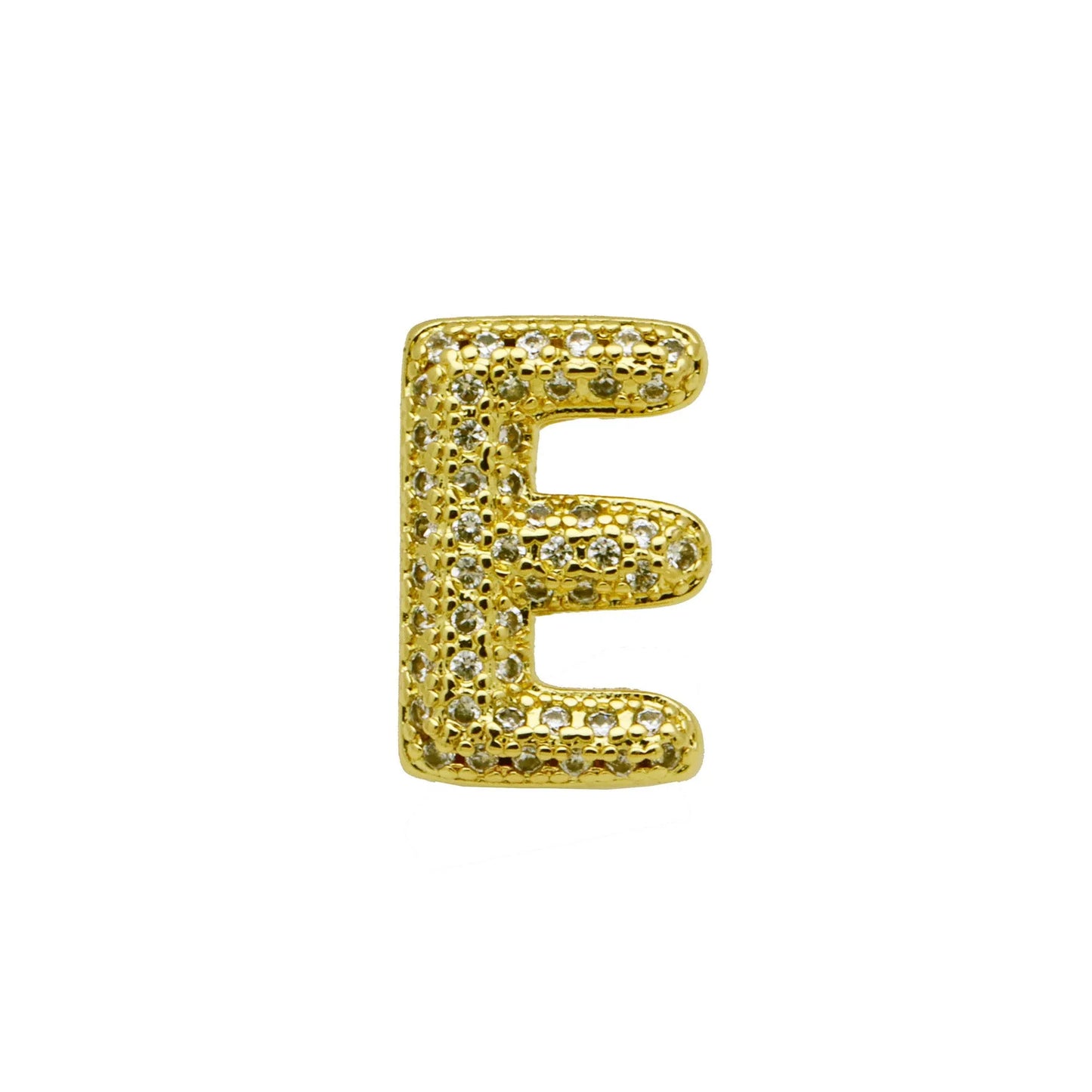 Retro style copper bracelet with English letter charm featuring micro inlaid zirconium stones in gold plating