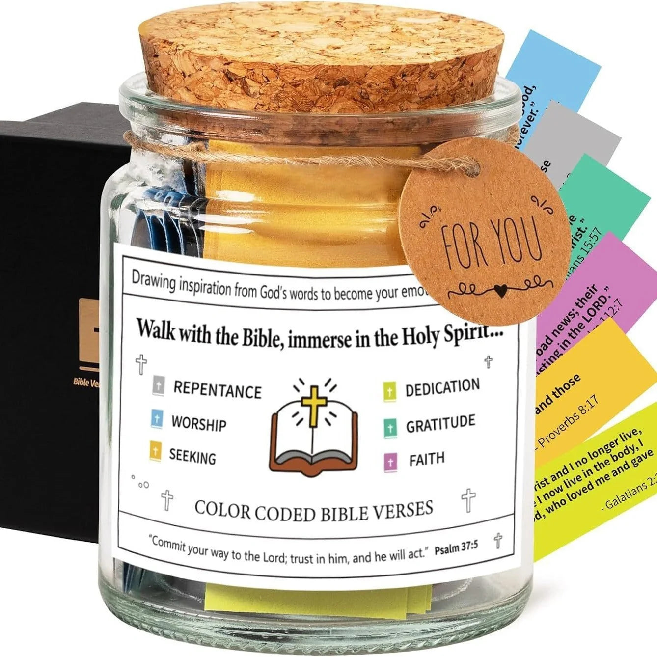 Bible Verses In A Jar glass container with 90 inspirational verses