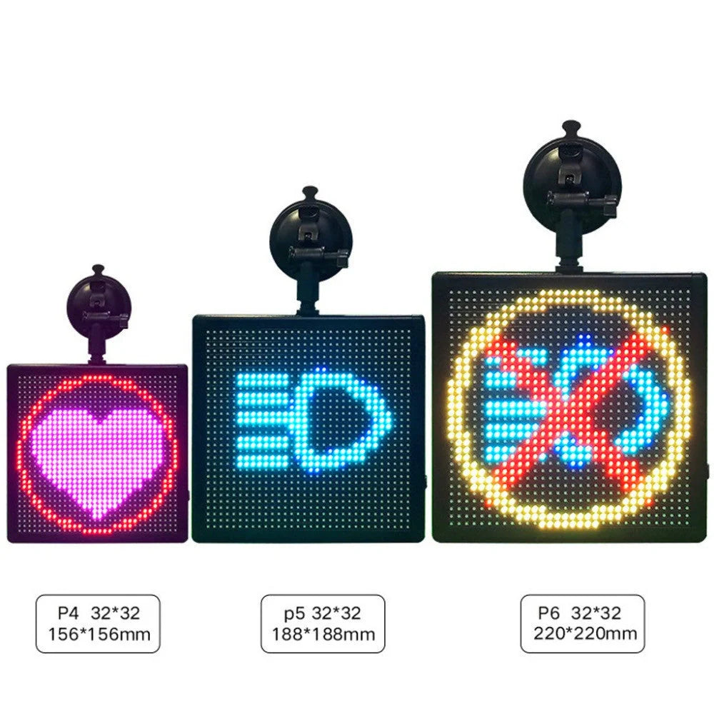 Car Rear Window LED Emoticon Screen displaying vibrant seven-color message