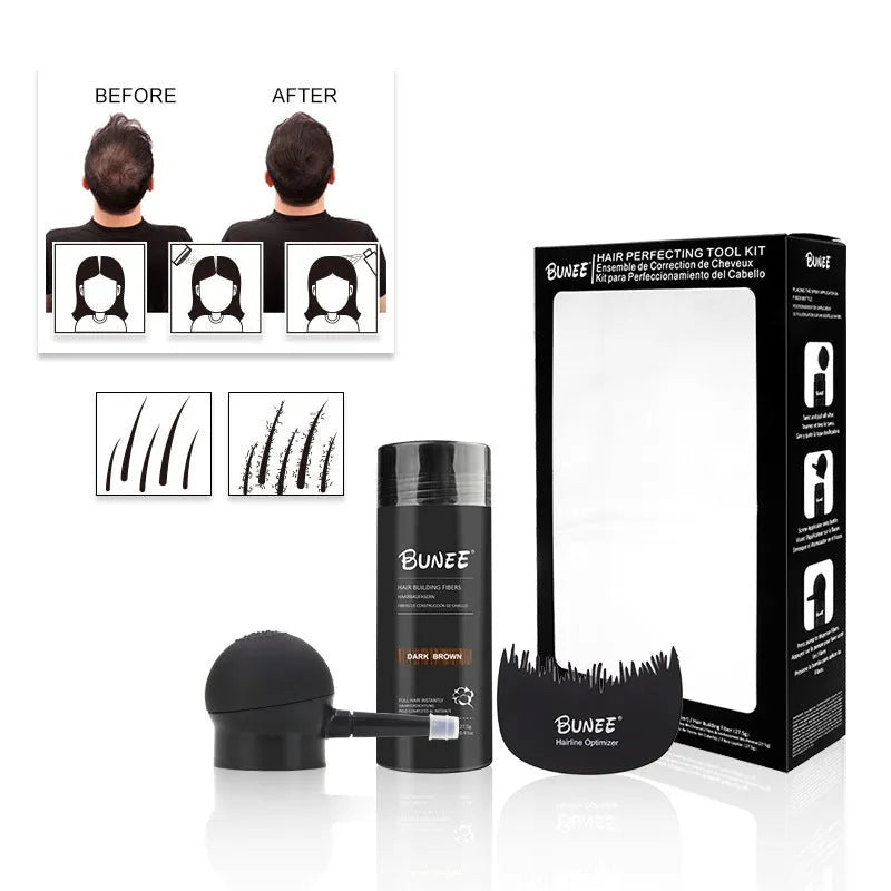 Dense Hair Fibre Powder Three-piece Set box with colour options for thinning hair coverage.